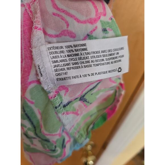 LILLY PULITZER for TARGET Nosey Posey Print V-Neck Sleeveless Shirt Sz XS. - Picture 4 of 6